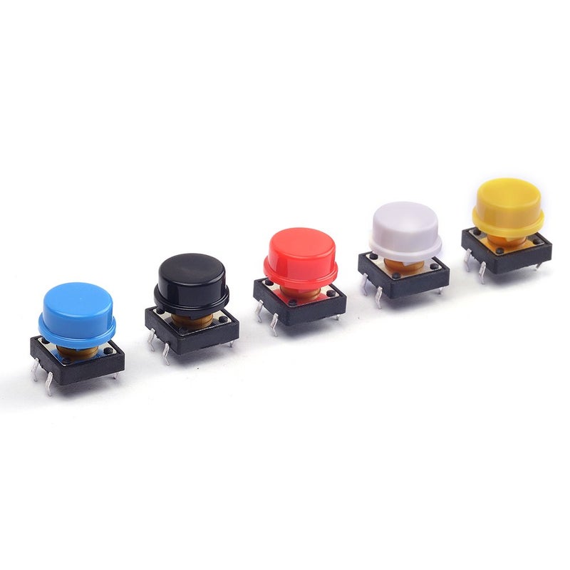 Cylewet سويتش زر ضغط لمسة تاكتيل Cylewet 25 قطعة 12x12x7.3 مم مع 4 دبابيس SMD PCB مع غطاء لأردوينو (عبوة من 25) - Image 2